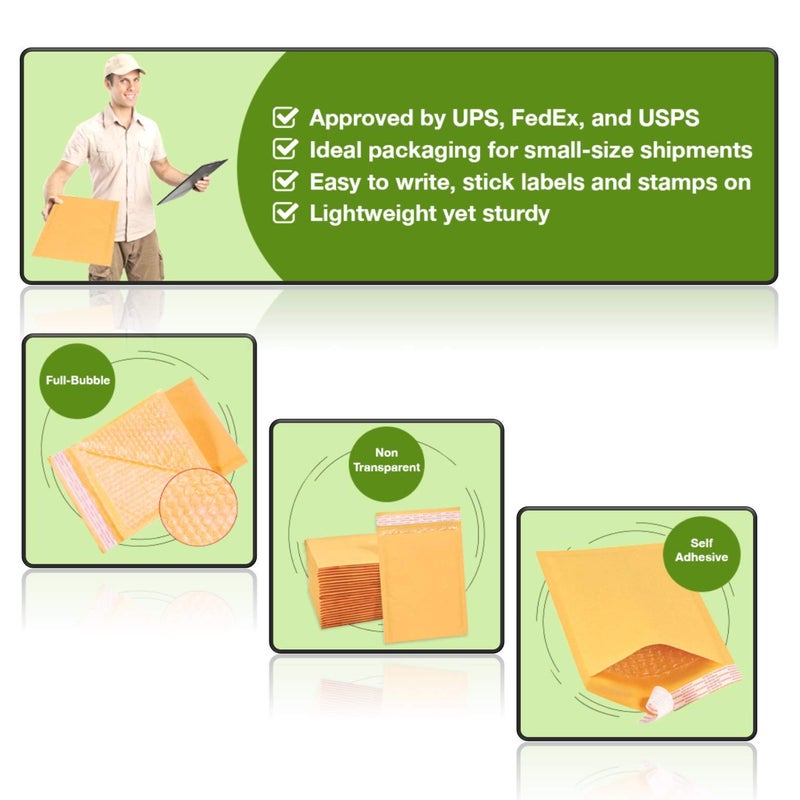 Sales4Less #2 8.5x12 Inches Kraft Bubble Mailers Shipping Padded Envelopes Pack of 50, Gold - Image 5